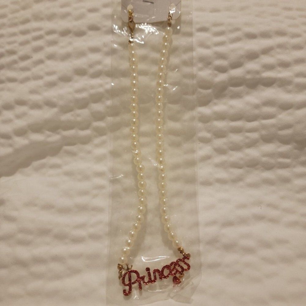 Womens Red Princess Pendant White Pearl Necklace